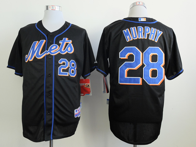 Men New York Mets 28 Murphy Black MLB Jerseys